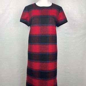 Brooks Brothers Red Fleece Wool Blend Plaid Shift Dress Lined Sz 6